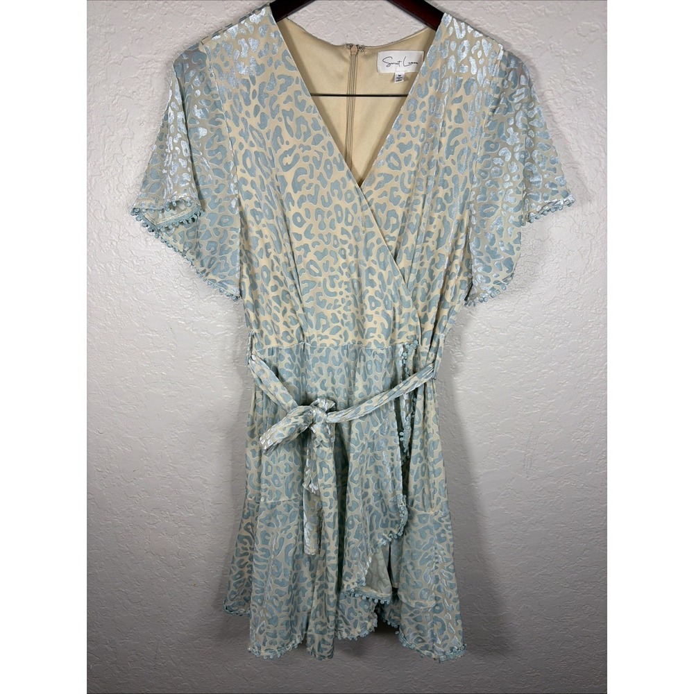 Sweet‎ Lemon Velour Cheetah Dress, Tan/Blue, Size M